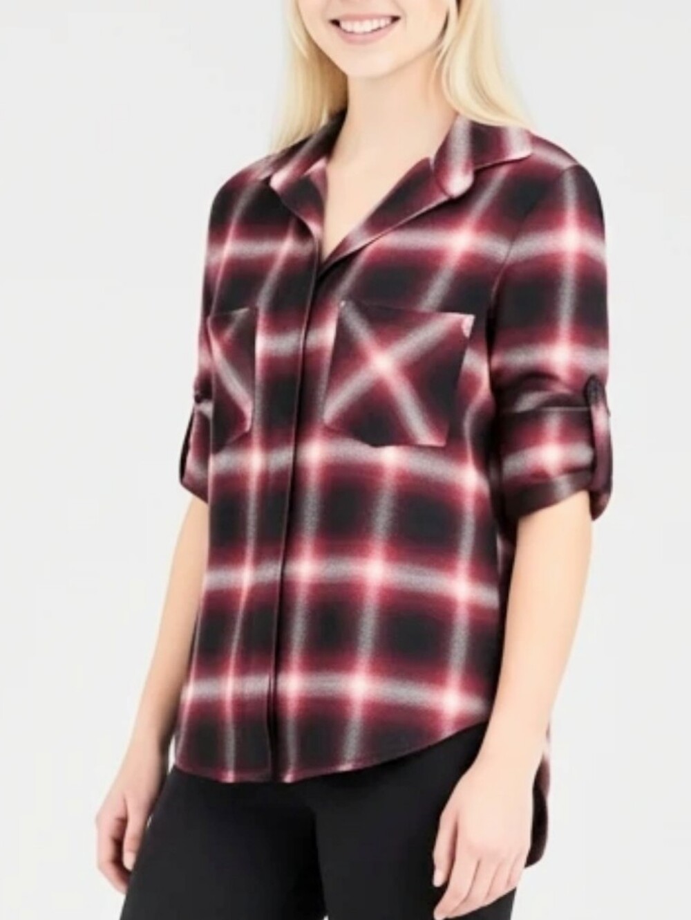 Cloth & Stone Red Plaid Flannel Button-Front Shirt, Size XS (runs big)